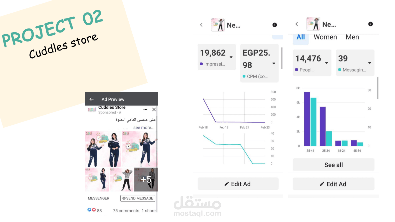 حمله اعلانيه فيسبوك لبراند ملابس cuddle store