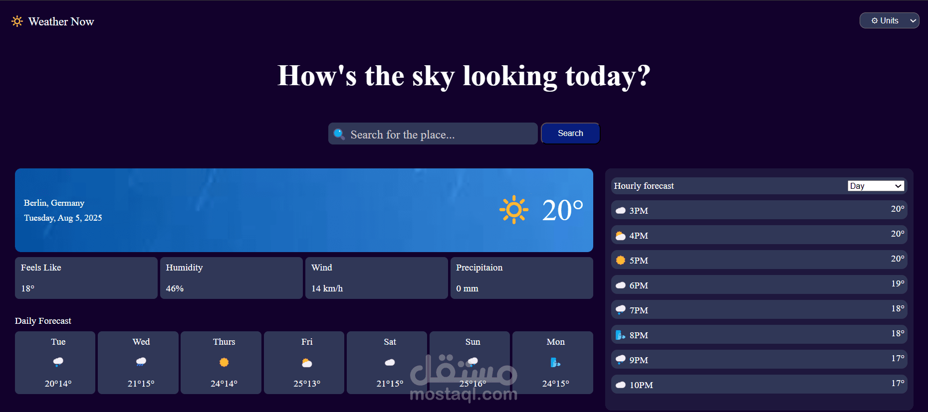 مشروع تطبيق الطقس - Weather App