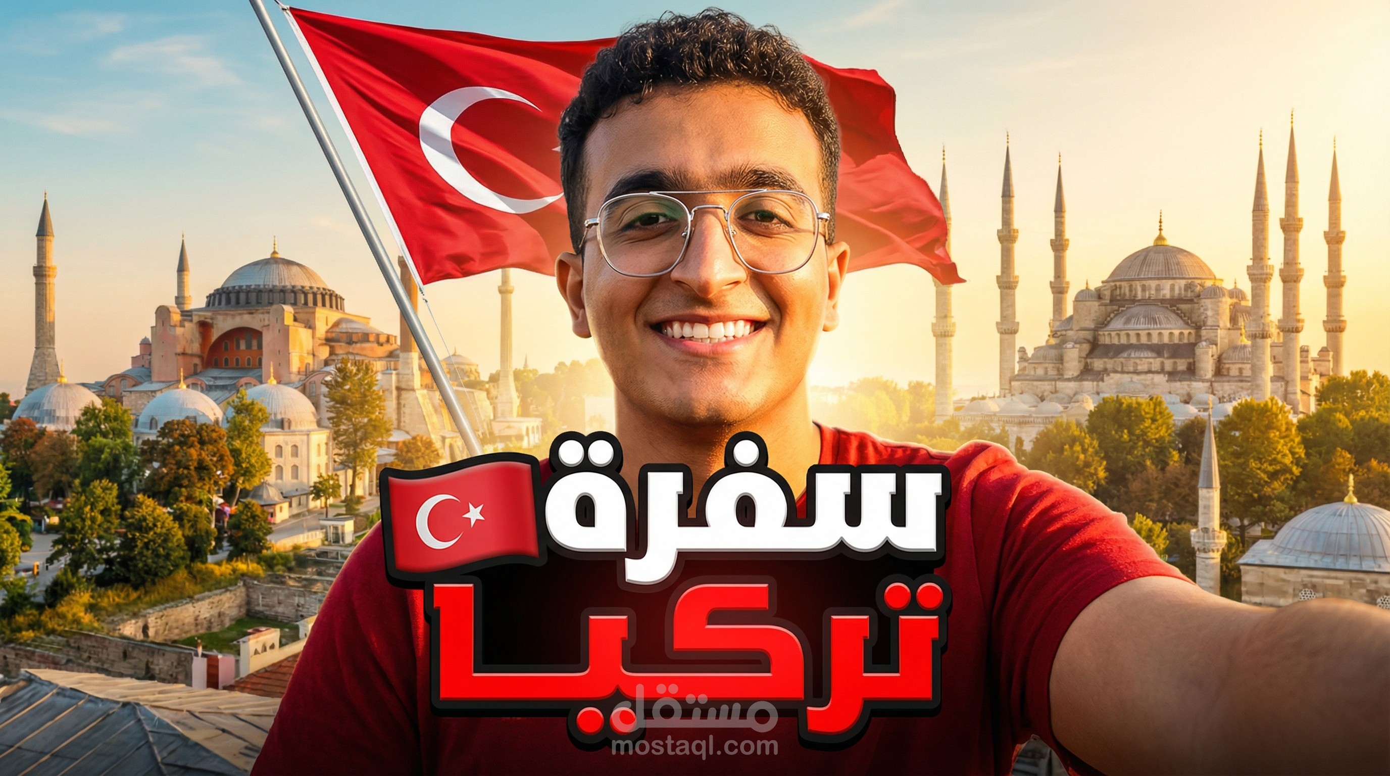 تصميم Thumbnail سياحي احترافي لفيديو السفر إلى تركيا