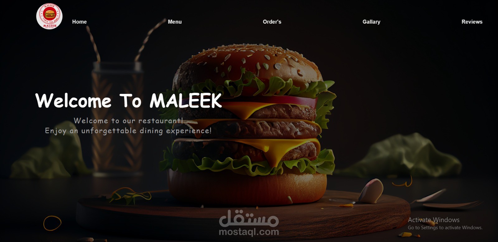 Maleek Restaurant Website