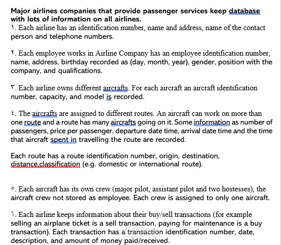 تصميم وبناء قاعدة بيانات (SQL Server) لنظام إدارة شركات الطيران والرحلات الجوية