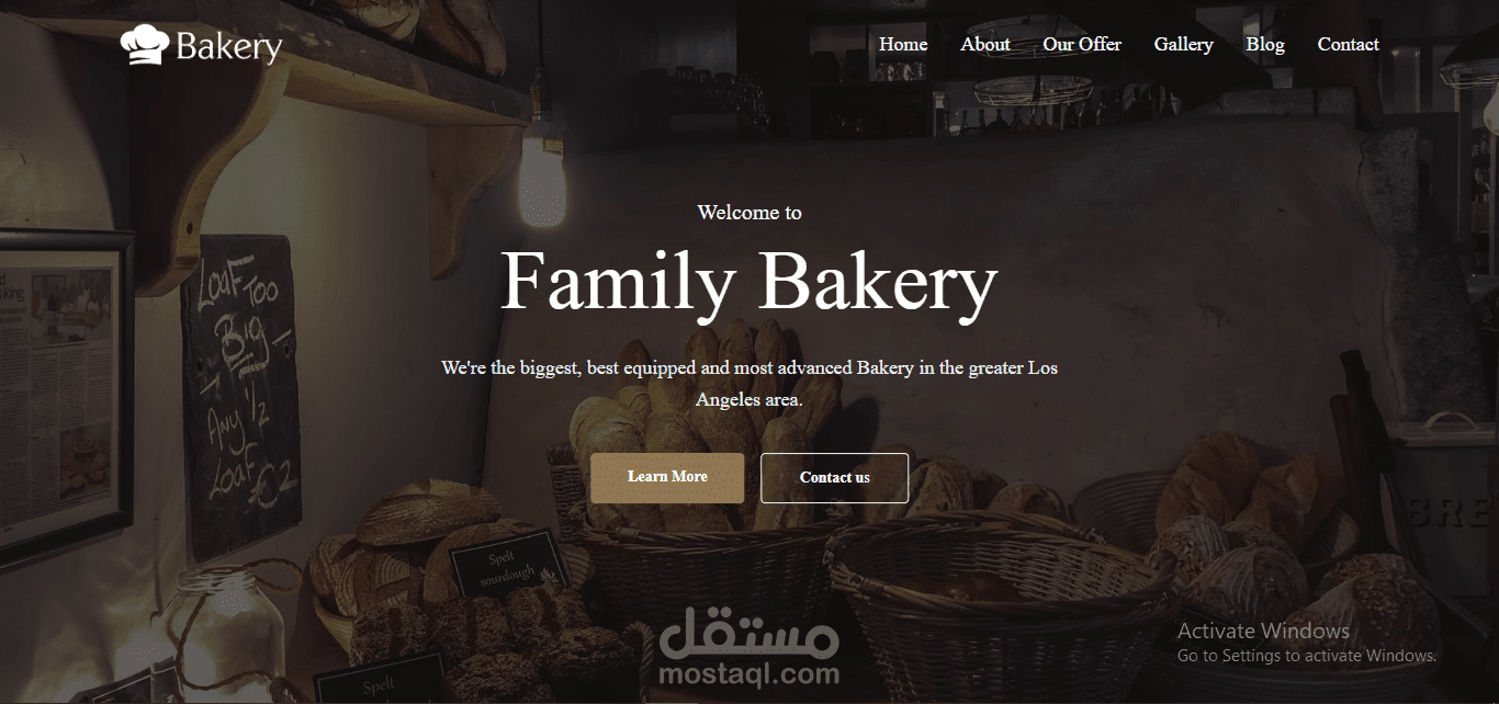 تصميم وتطوير صفحة هبوط Bakery Landing Page احترافية ومتجاوبة