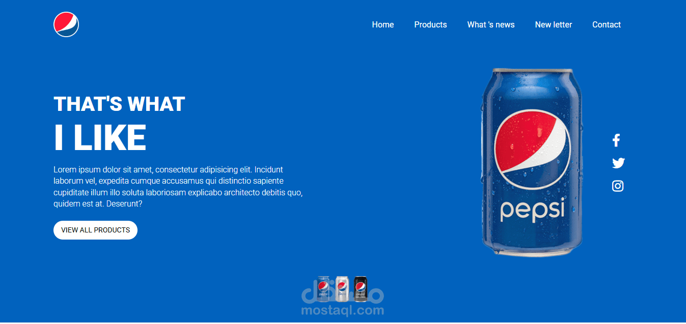 Landing page for Pepsi