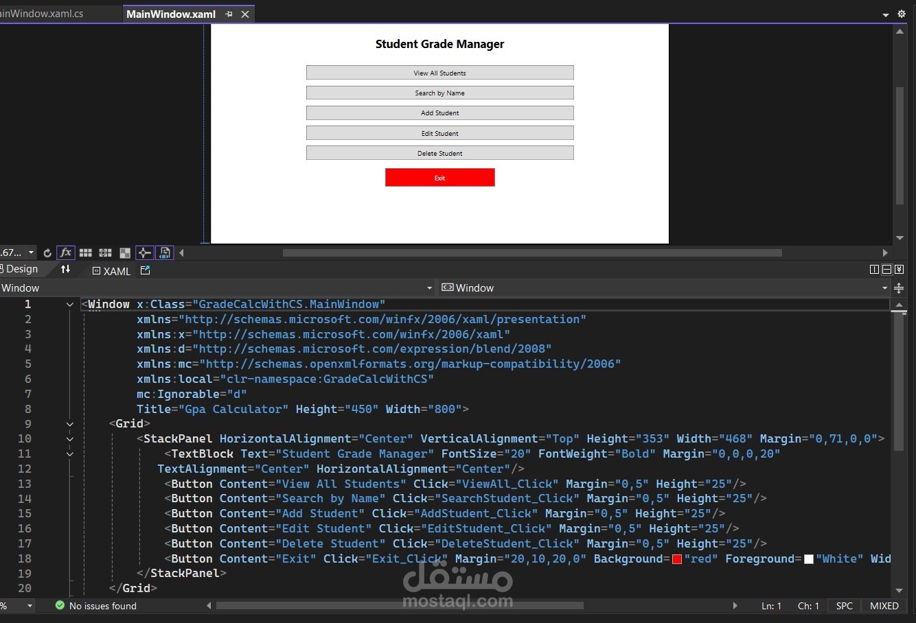 تطبيق لحساب ال GPA والتقديرات باستخدام C# و WPF