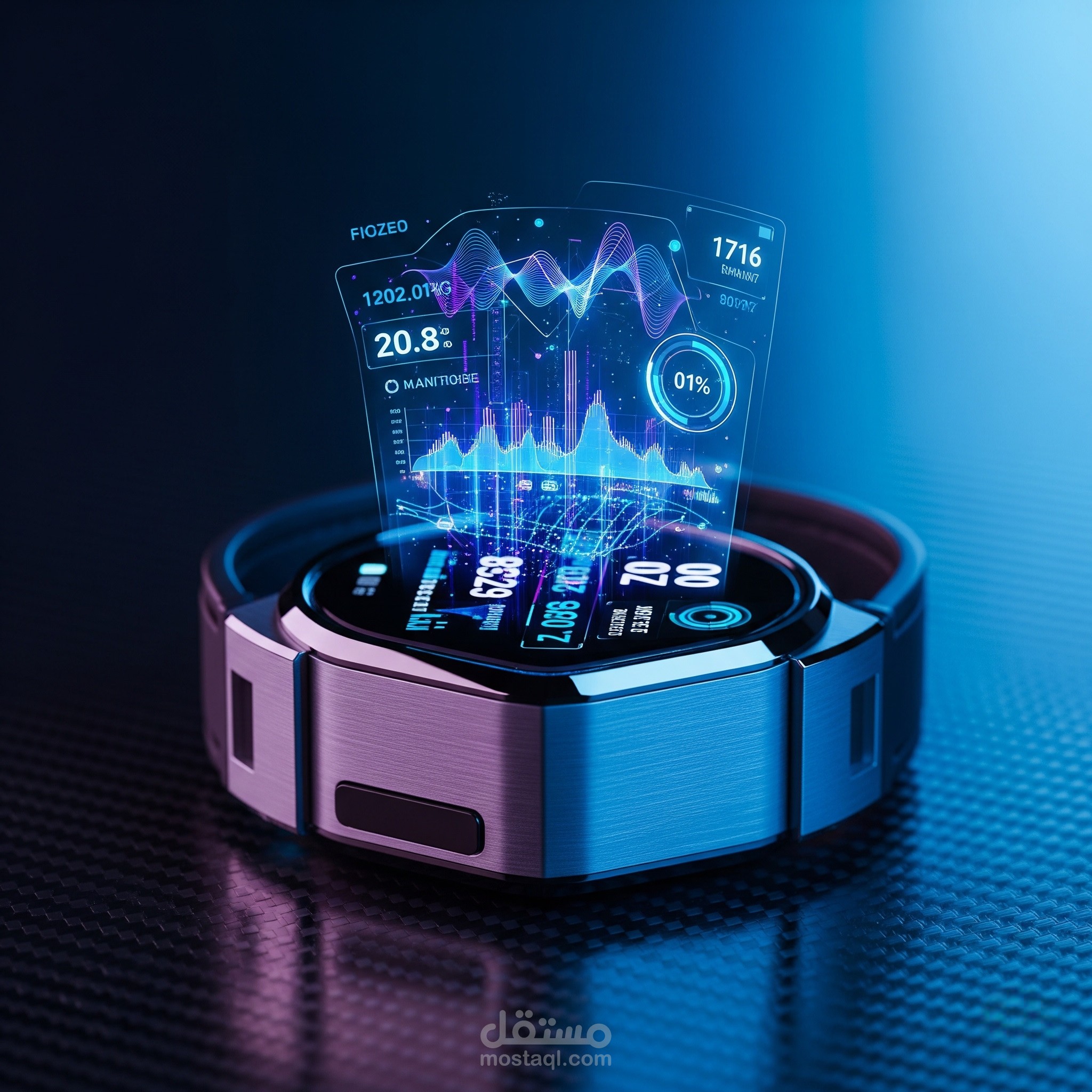 هندسة العرض البصري للمنتجات التقنية المستقبليّة (Sci-Fi Product 8K) | التيتانيوم والهولوجرام