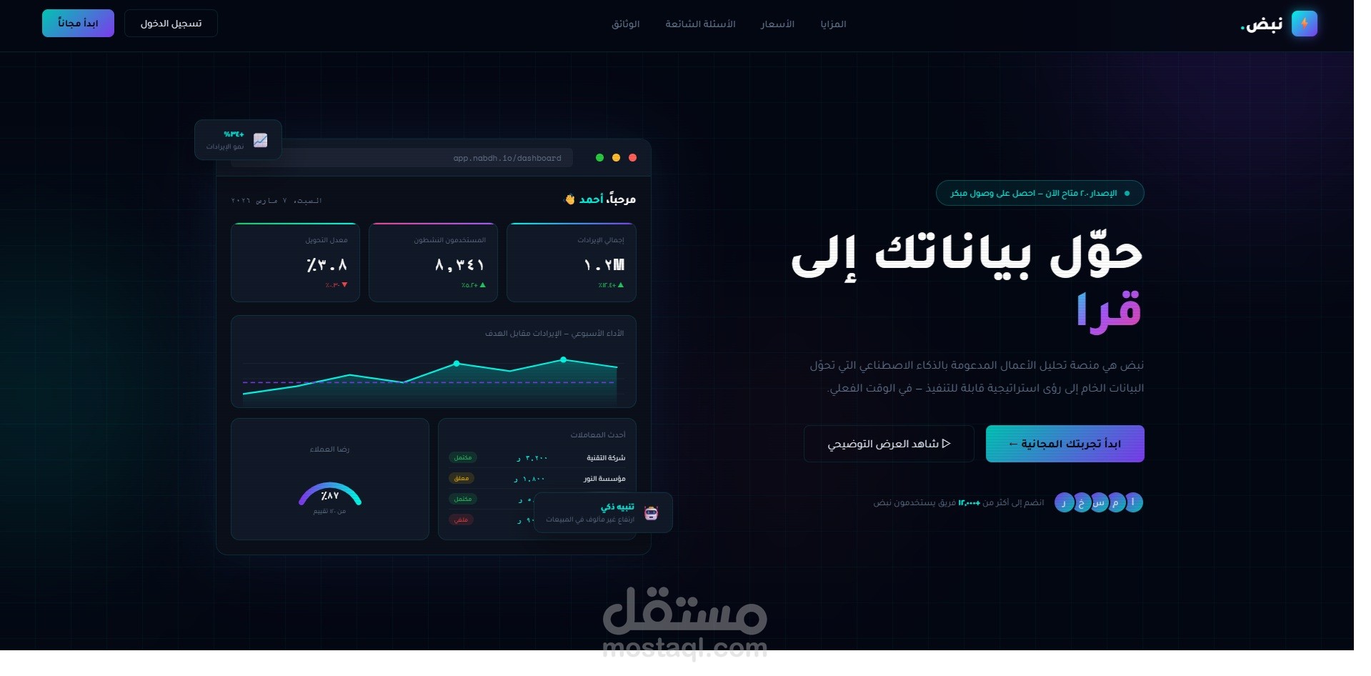 نبض - منصة تحليل الأعمال الذكية