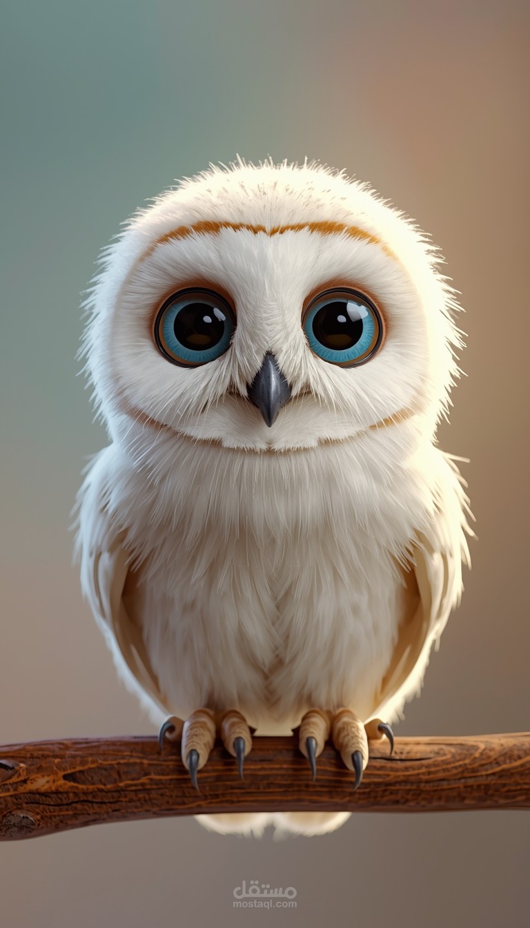 تصميم فن مفهومي لخلفية بومة مبتسمة (Cute Smiling Owl Concept Art).