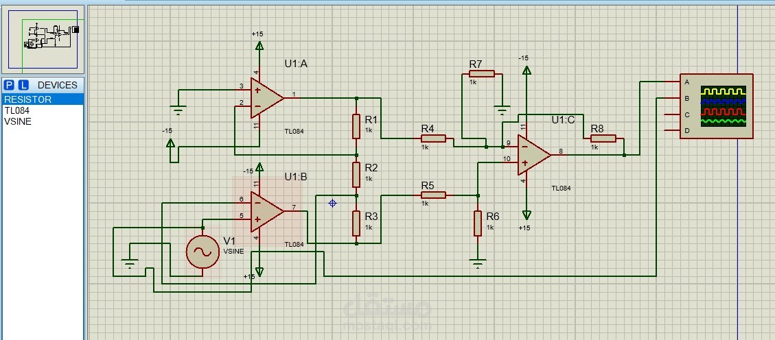 تصميم وتنفيذ محاكاه (simulation) لدوائر إلكترونية و تناظرية على برنامج بروتس (proteus)