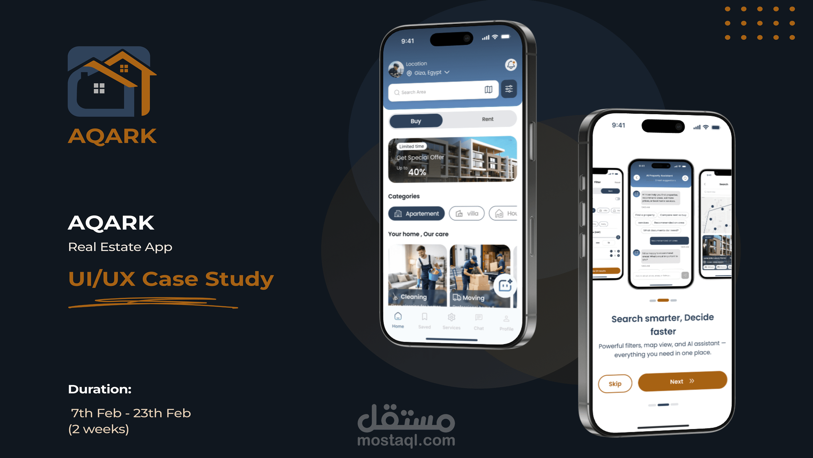 تصميم واجهة وتجربة مستخدم لموقع عقارات