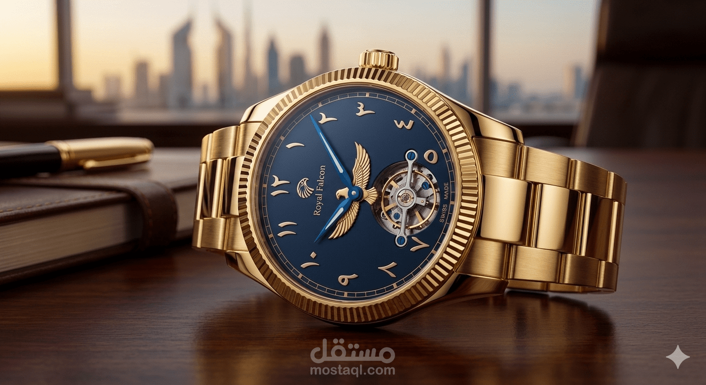 تصوير منتج فاخر (ساعة الصقر الملكي)