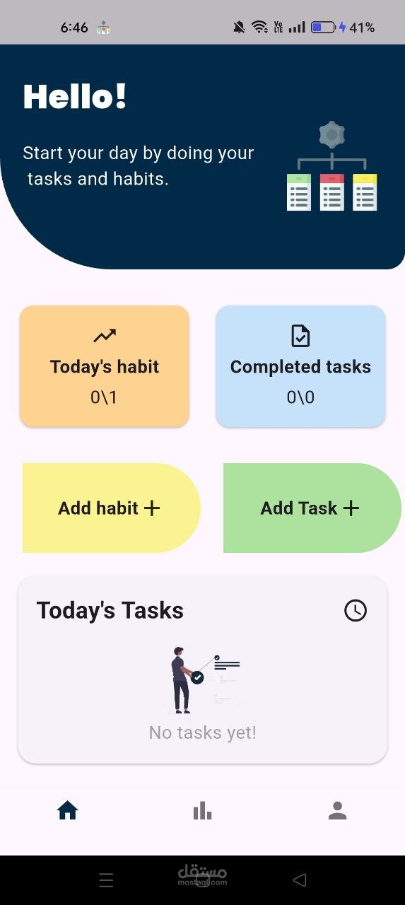 تطوير تطبيق Flutter لإدارة العادات والمهام اليومية