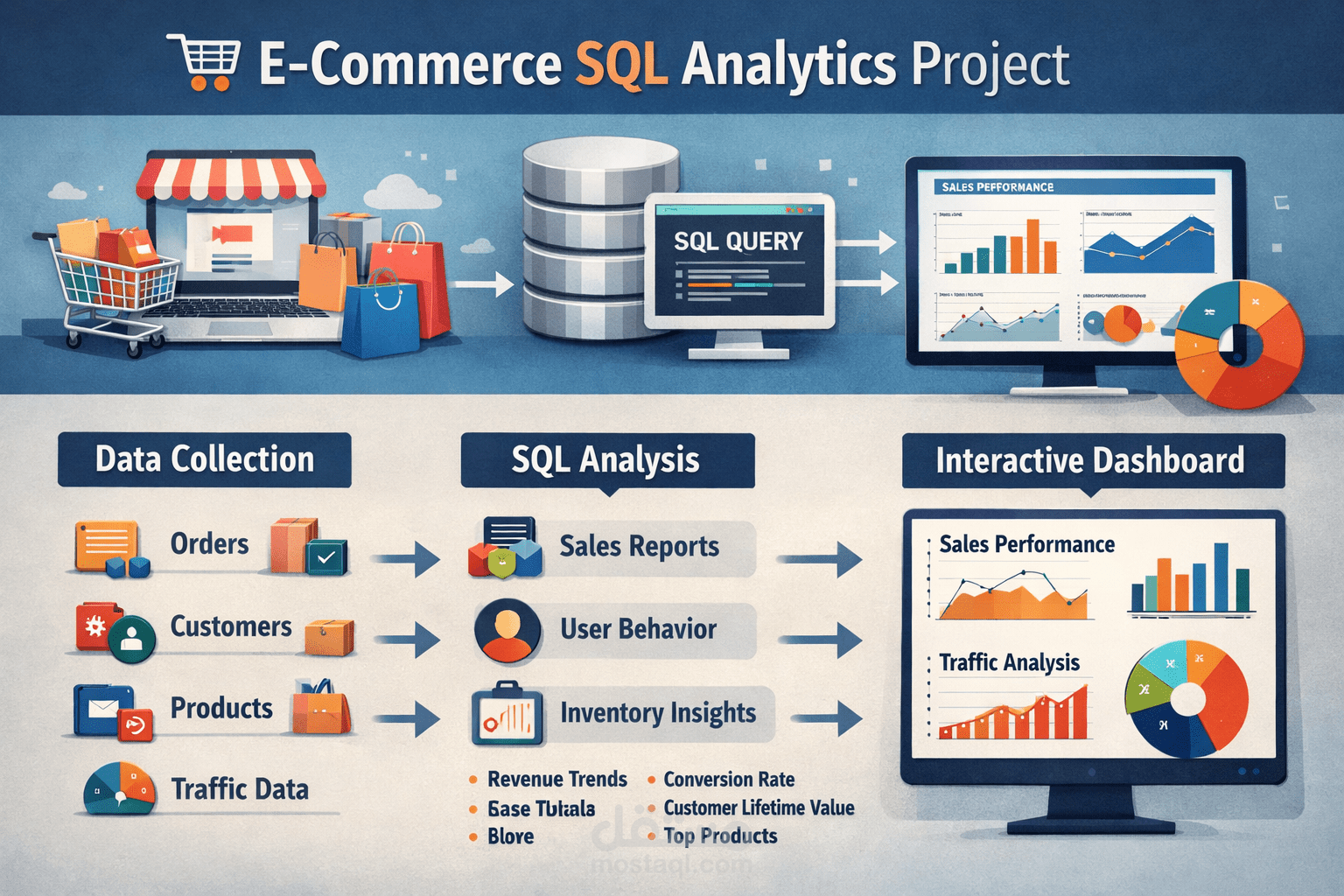تحليل بيانات المتجارة الإلكترونية باستخدام SQL: قياس الأداء وتقسيم العملاء