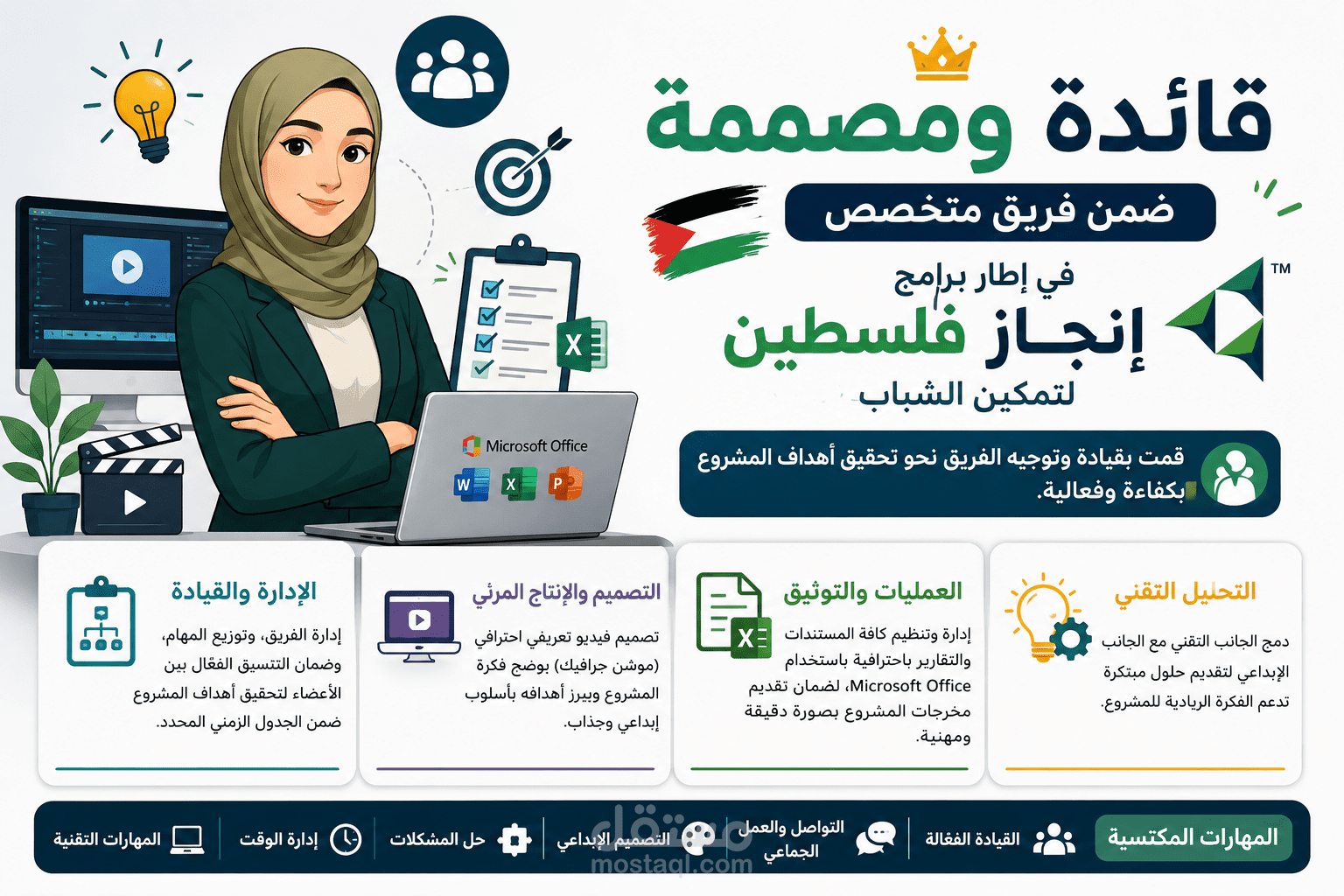 📈 قيادة وإدارة مشروع ريادي 💡 🤝 ضمن برنامج إنجاز فلسطين 🇵🇸✨