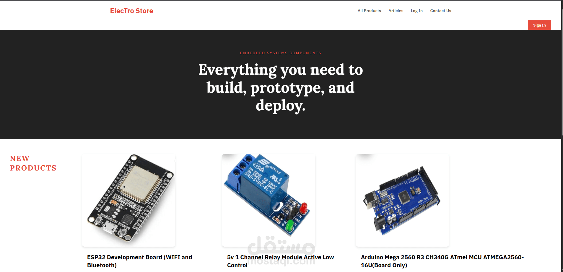 متجر ElecTro Store موقع تجارة إلكترونية لمكونات الأنظمة المدمجة