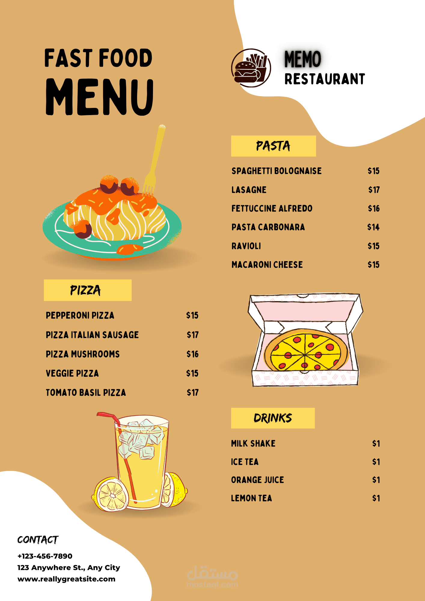تصميم منيو مطعم احترافي وجذاب (Fast Food Menu Design)