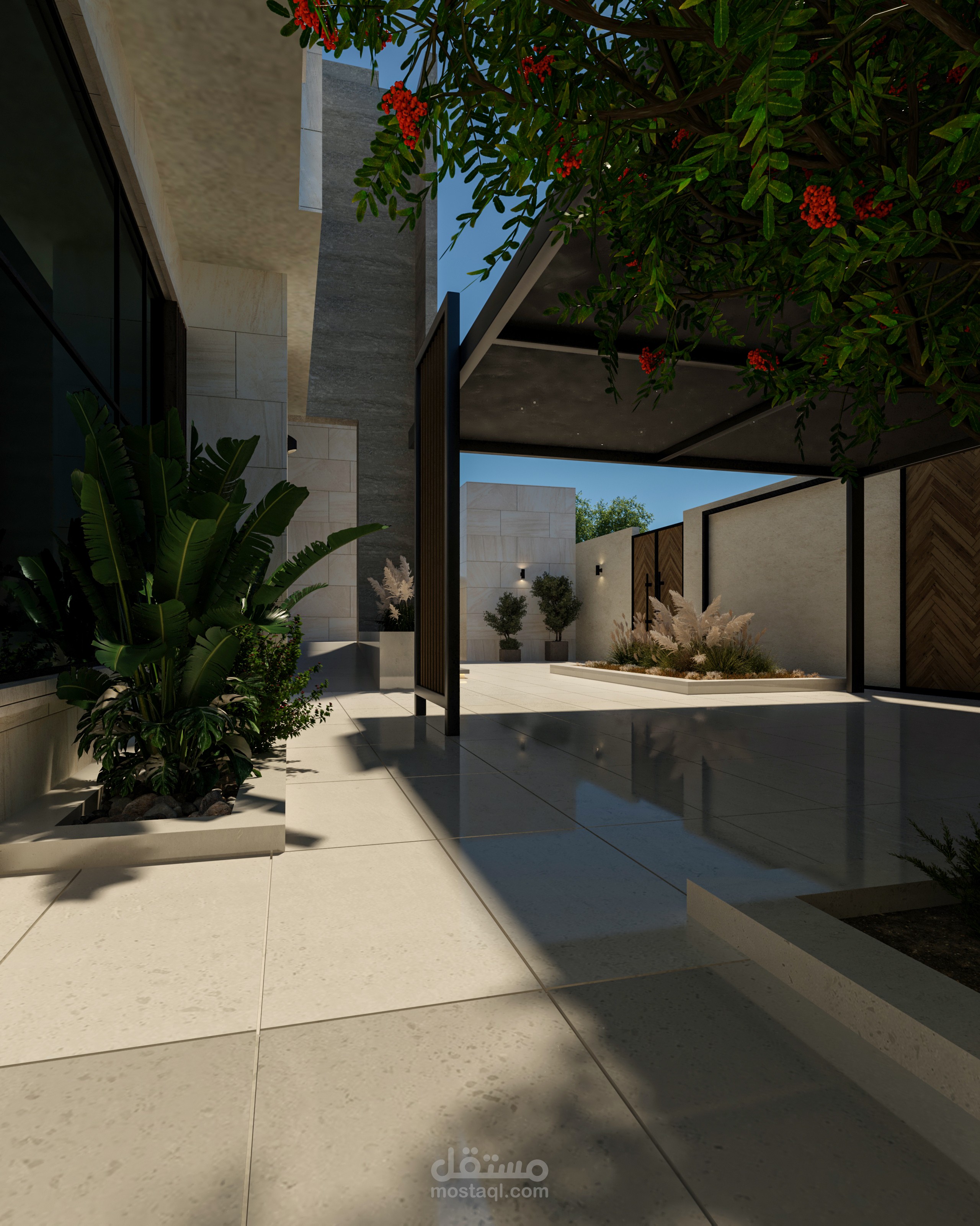 تصميم مدخل فيلا ولاندسكيب خارجي – مدينة العين، أبوظبي