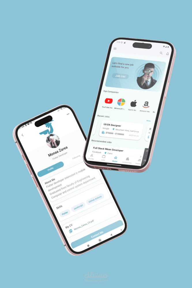 تطبيق توظيف للباحثين عن عمل والشركات باستخدام Flutter