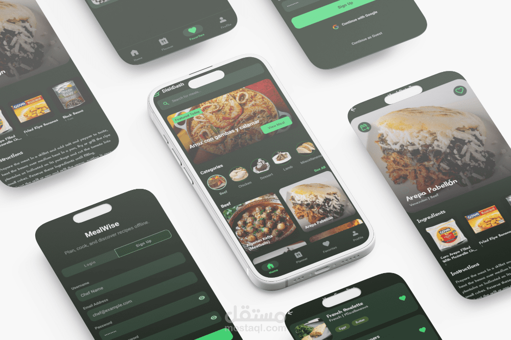 تطبيق تخطيط الوجبات واكتشاف الوصفات – Android App (MealWise)