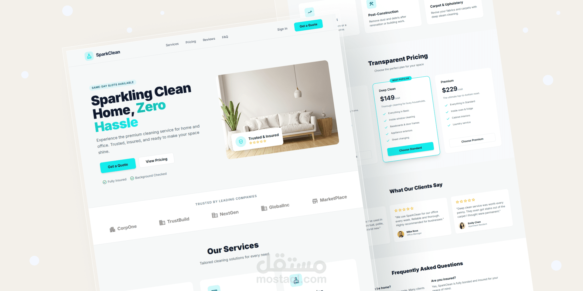 موقع خدمات تنظيف المنازل والمكاتب.