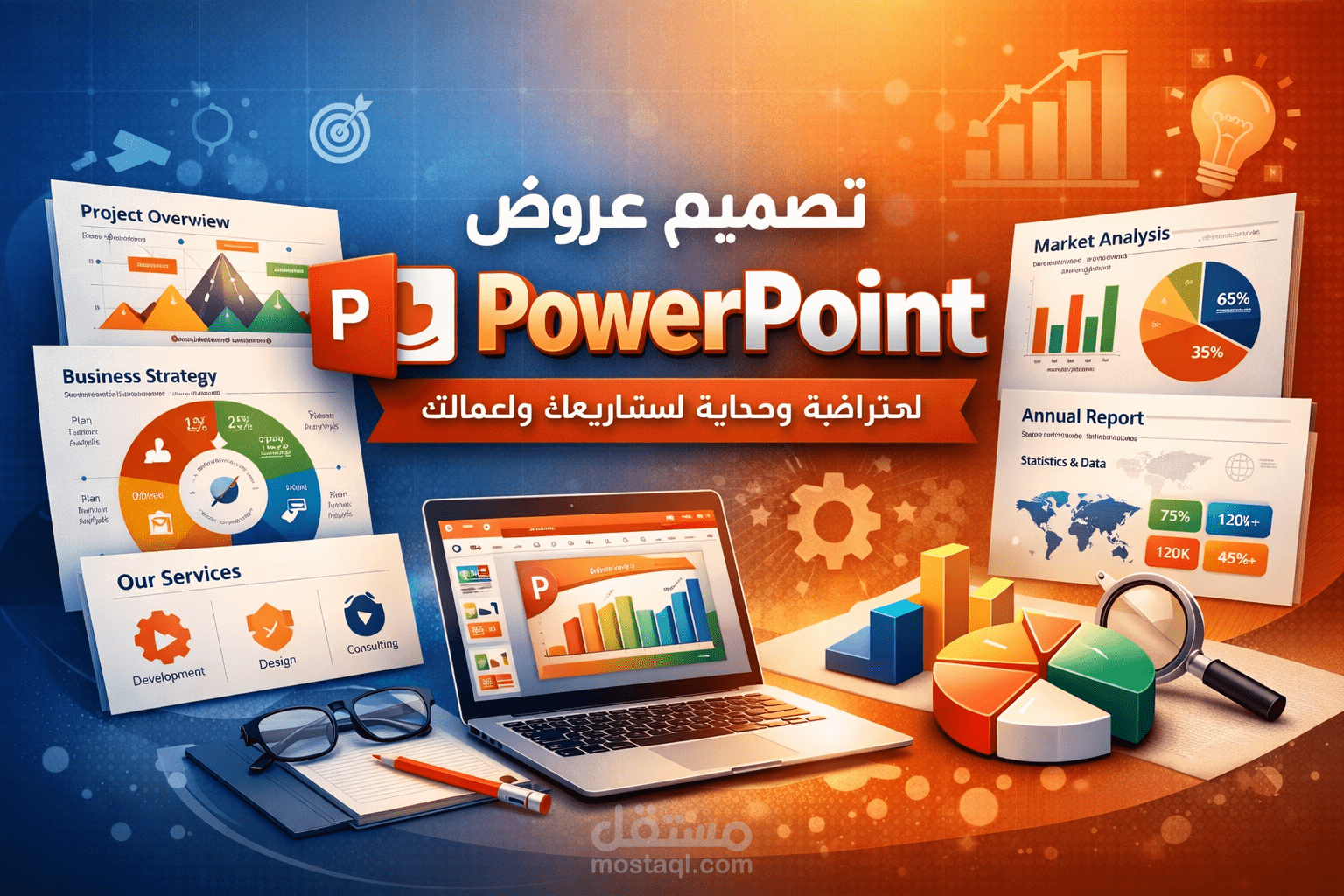 تصميم عروض PowerPoint احترافية وجذابة لمشاريعك وأعمالك