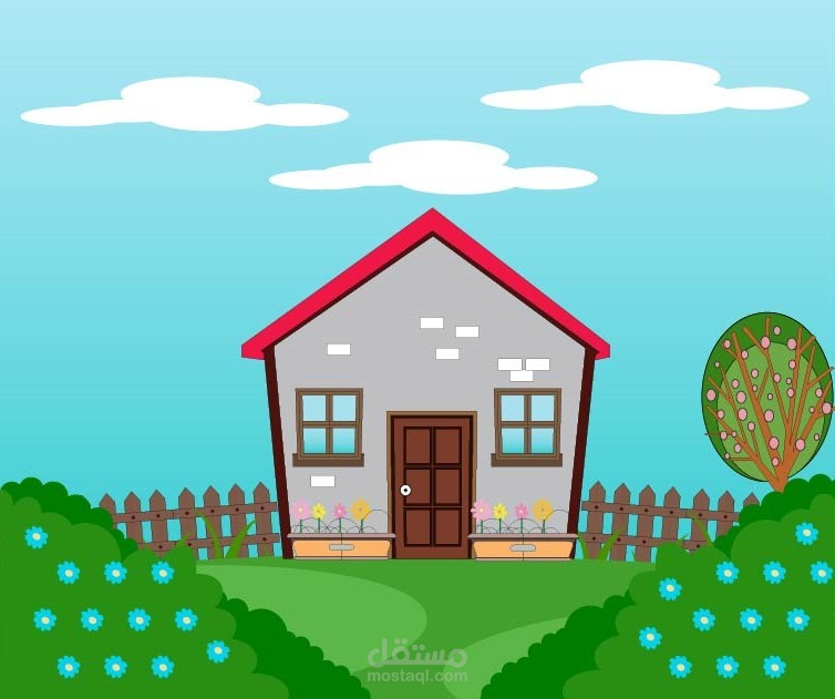 رسم مشهد طبيعي (Landscape Illustration) بأسلوب الفلات آرت