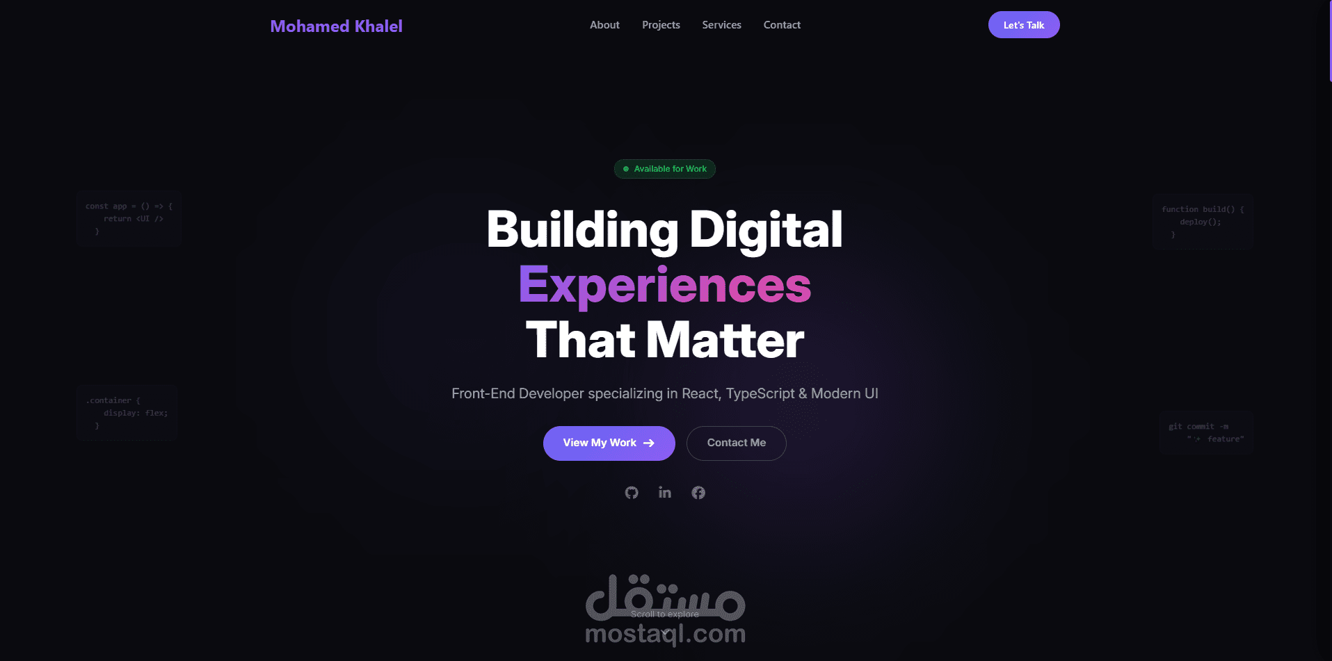 موقع بورتفوليو شخصي - React