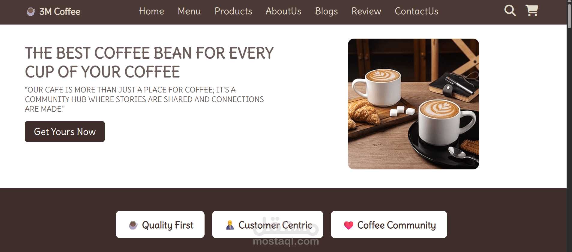 تصميم وتطوير موقع كوفي شوب متجاوب