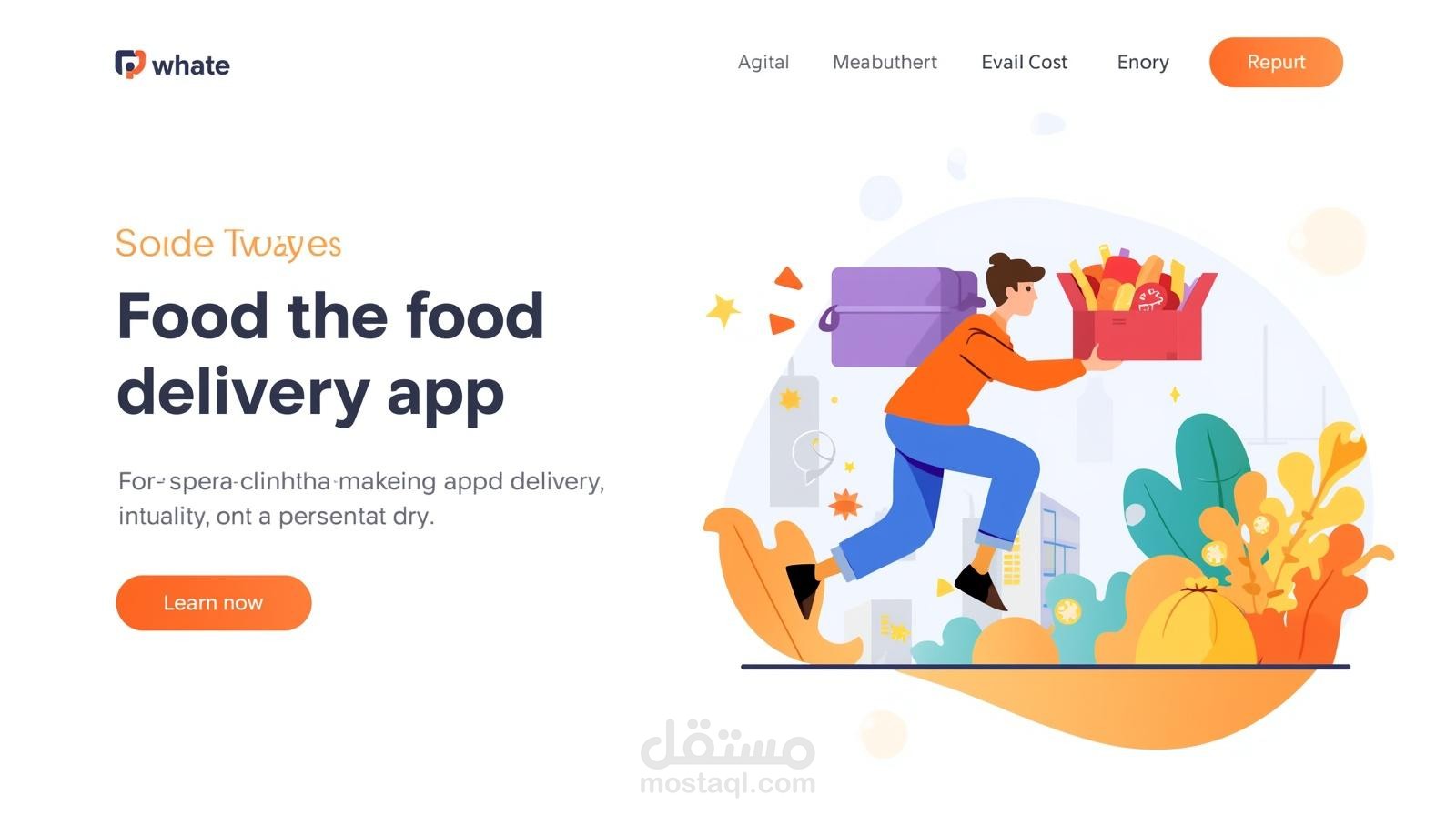 عرض تقديمي إحترافي : لتطبيق الذي يتمثل من منصة مبتكرة لتوصيل الطعام من المطاعم بذكاء وكفاءة تلبي تطلعات السوق الحديثة