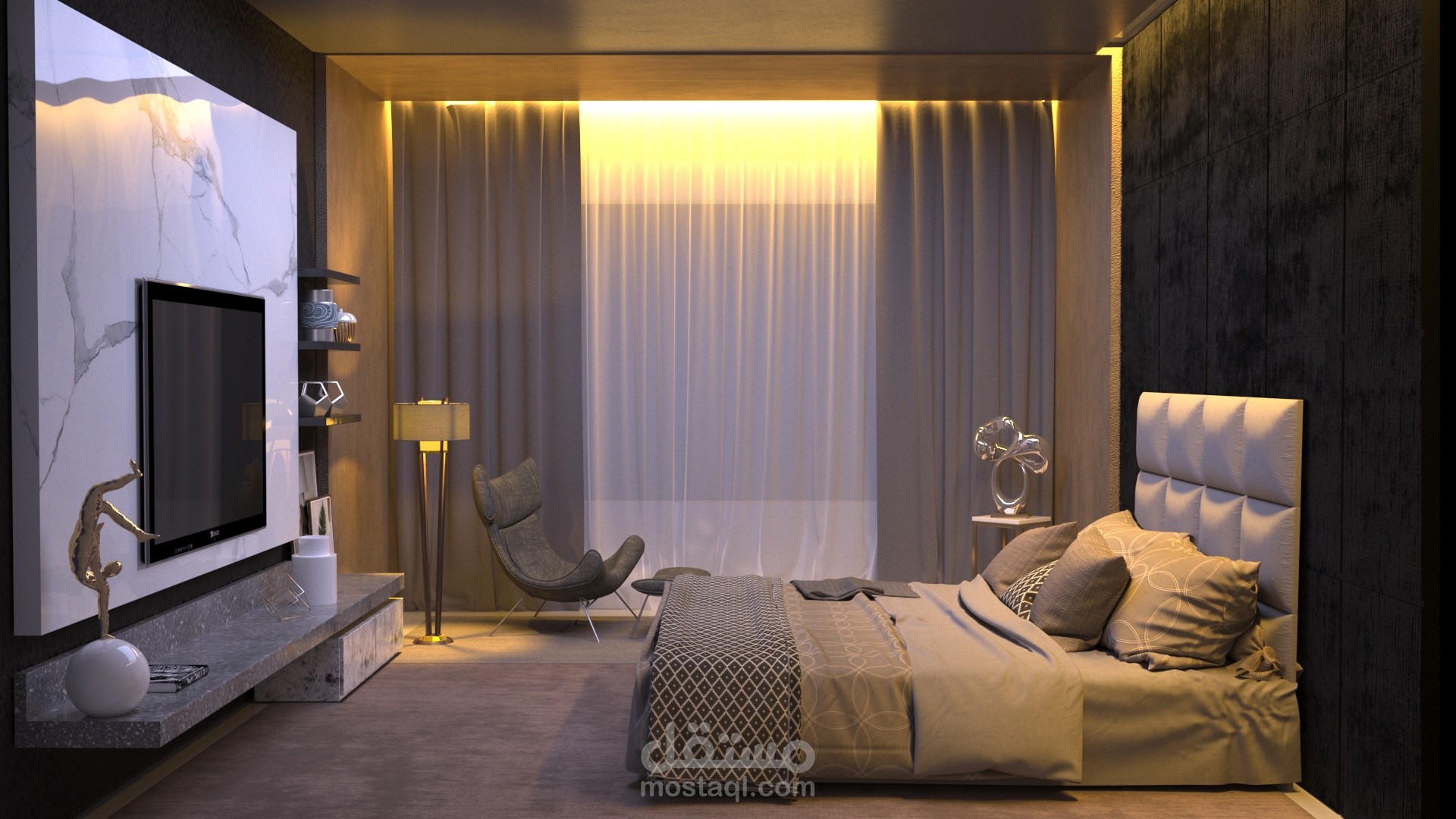 تصميم داخلي لفراغ سكني(غرفت نوم)