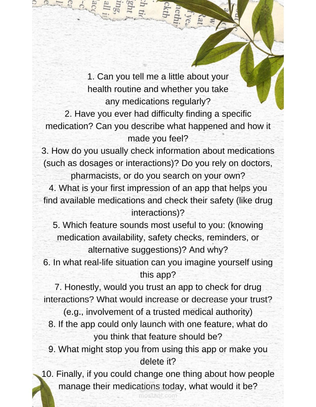 User Research Interview for Medicine Search Application