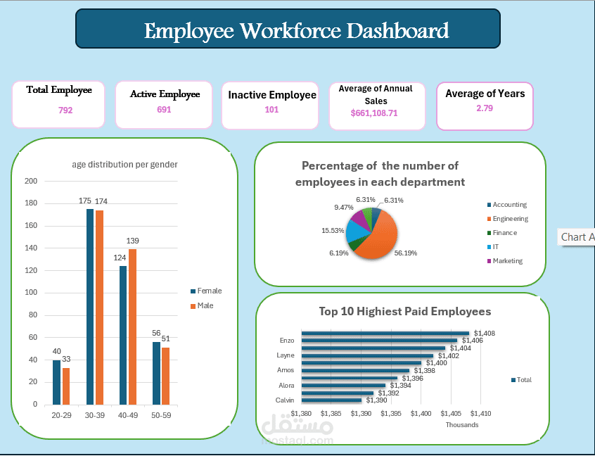 تحليل بيانات الموظفين وهيكل الأجور