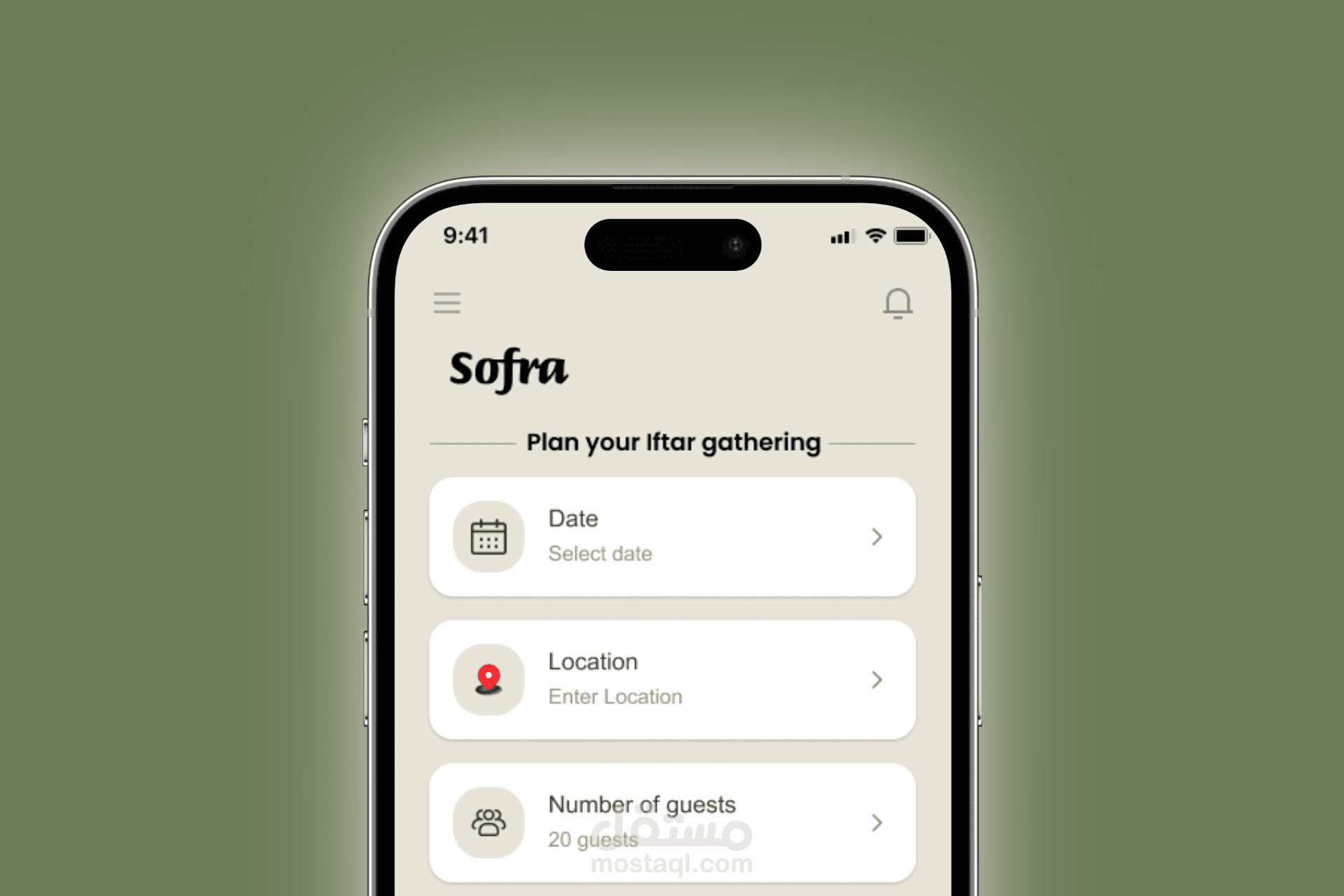 تصميم تطبيق لتنظيم عزومات رمضان – Sofra