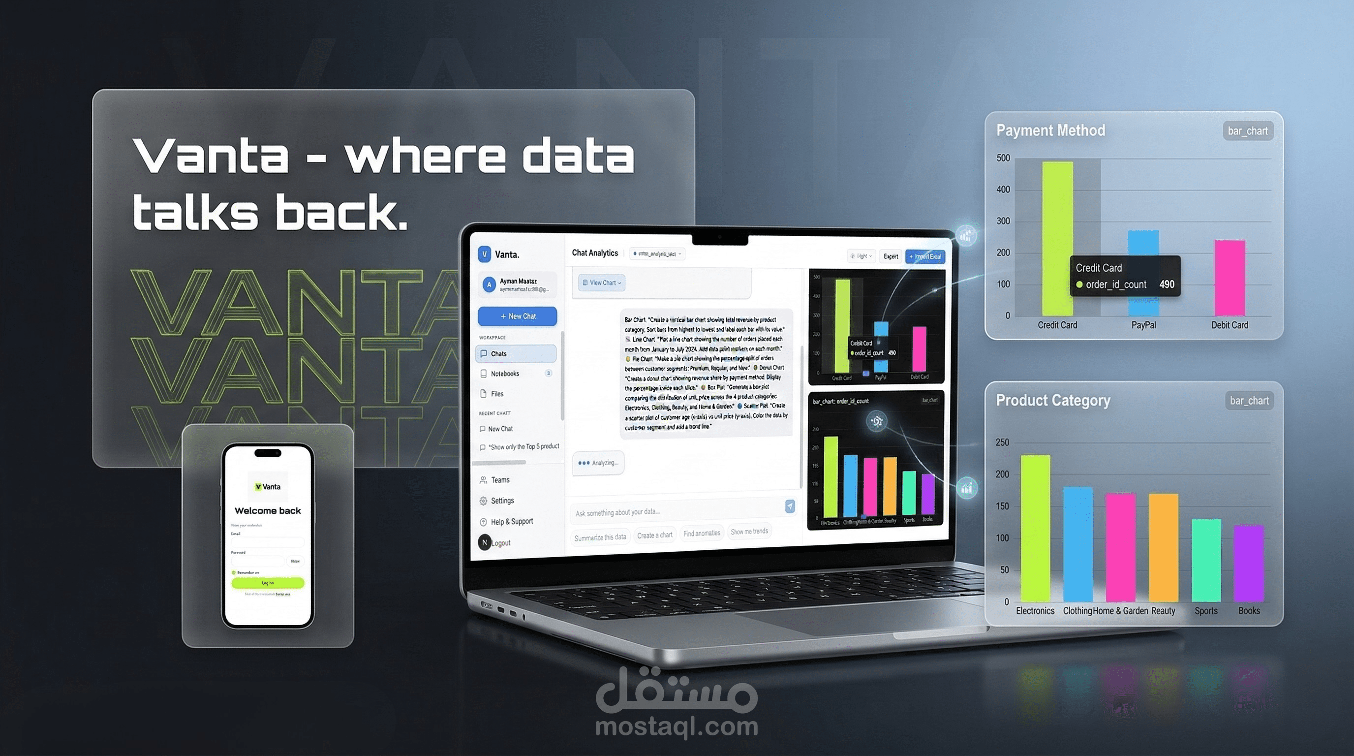 تطوير منصة Data Vanta لتحليل البيانات وعرضها بشكل تفاعلي