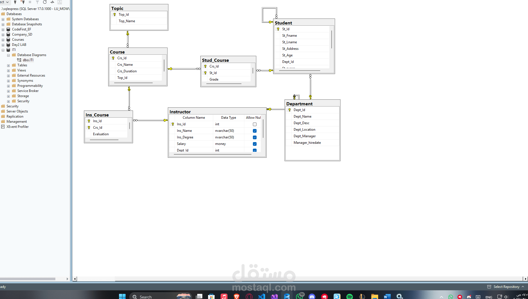 صميم وتطوير قواعد البيانات باستخدام SQL Server