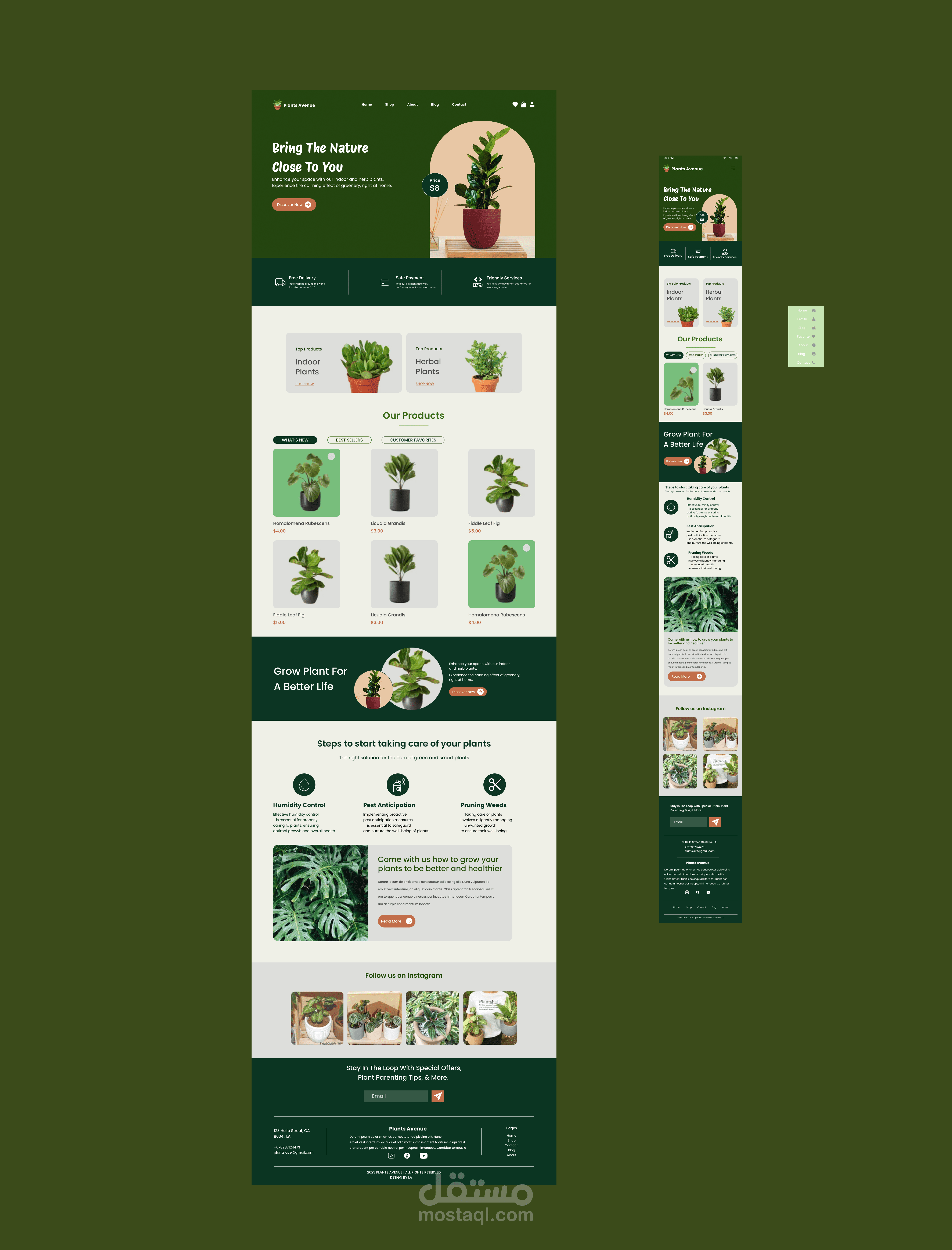 Landing Page متجاوبة لمتجر نباتات