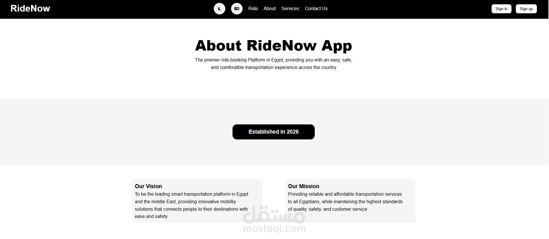 RideNow – منصة حجز رحلات متعددة الصفحات
