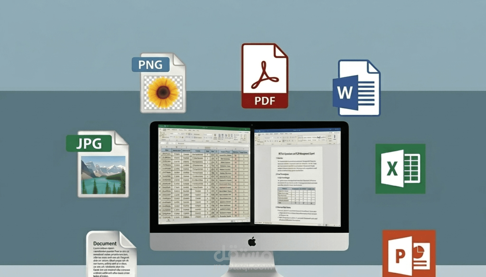 إدخال البيانات وتفريغ الملفات بكل الانواع إلى  Word & Excel & PowerPoint