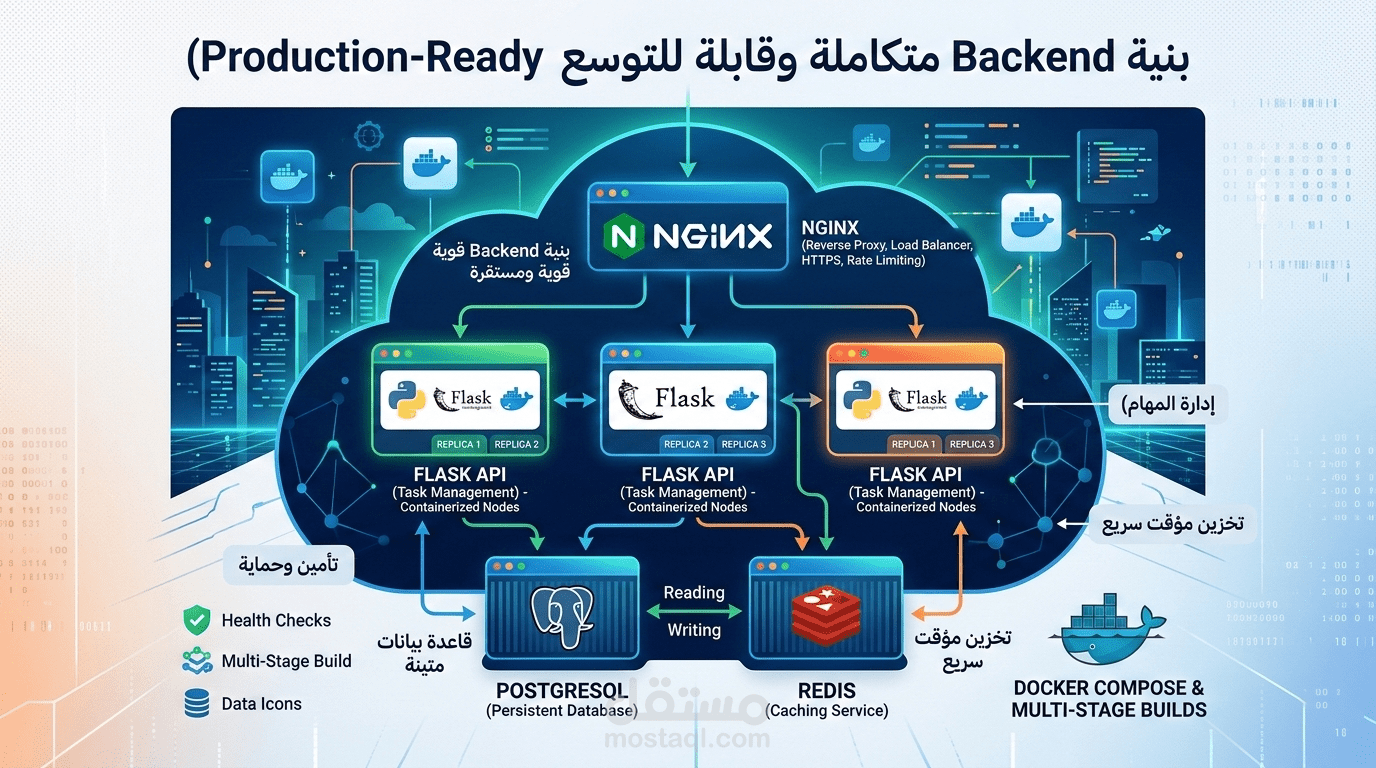 بناء نظام Backend قابل للتوسع باستخدام Docker وFlask مع Nginx Load Balancing