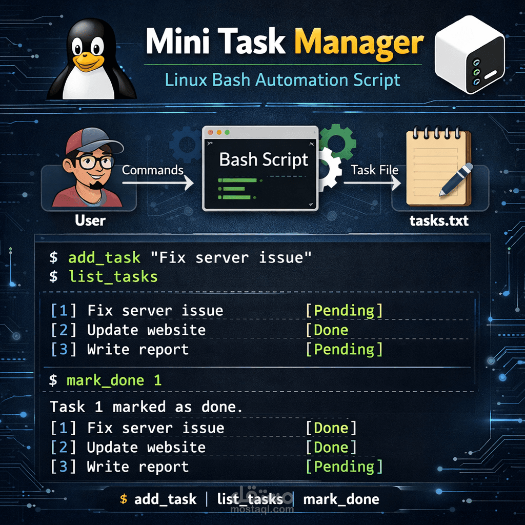 Mini Task Manager – Linux Bash Automation Script