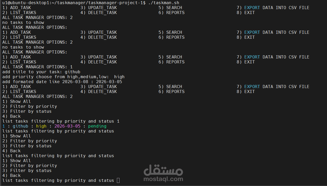 bash script task manager