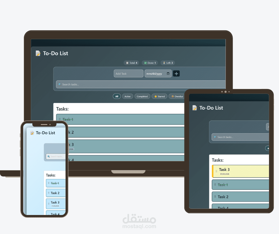 تاسك فلو – تطبيق تفاعلي لإدارة المهام (To-Do List)