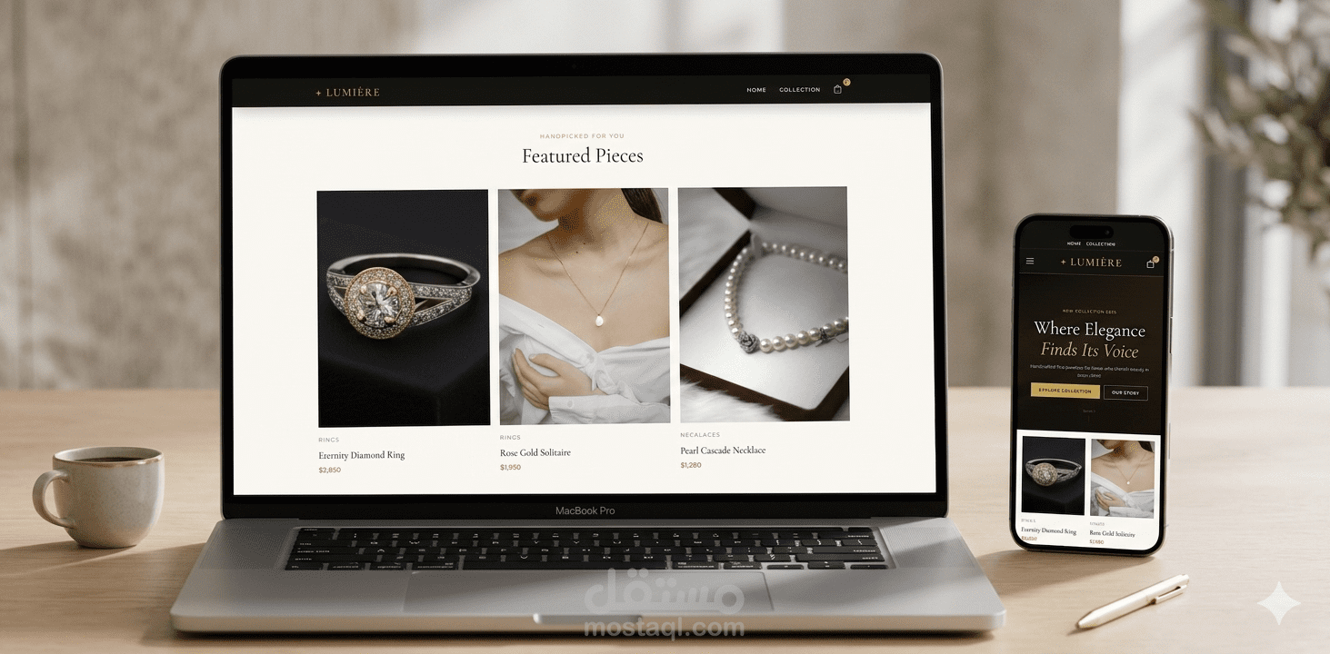 تصميم وتطوير موقع إلكتروني احترافي لبيع المجوهرات