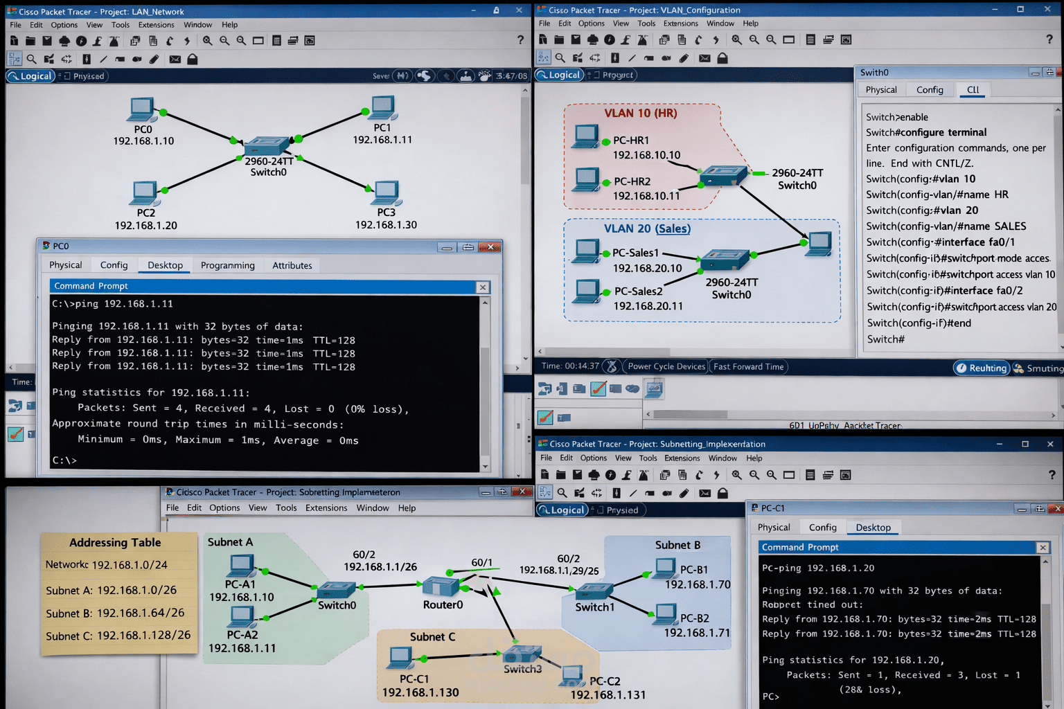 تصميم شبكة LAN باستخدام Packet Tracer