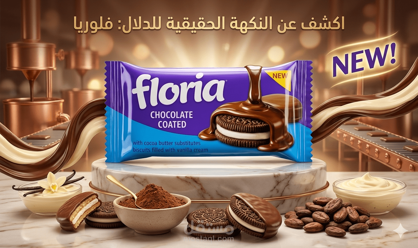 فيديو إعلاني احترافي لمنتج بسكويت "Floria" (Motion Graphics & Product Ad)