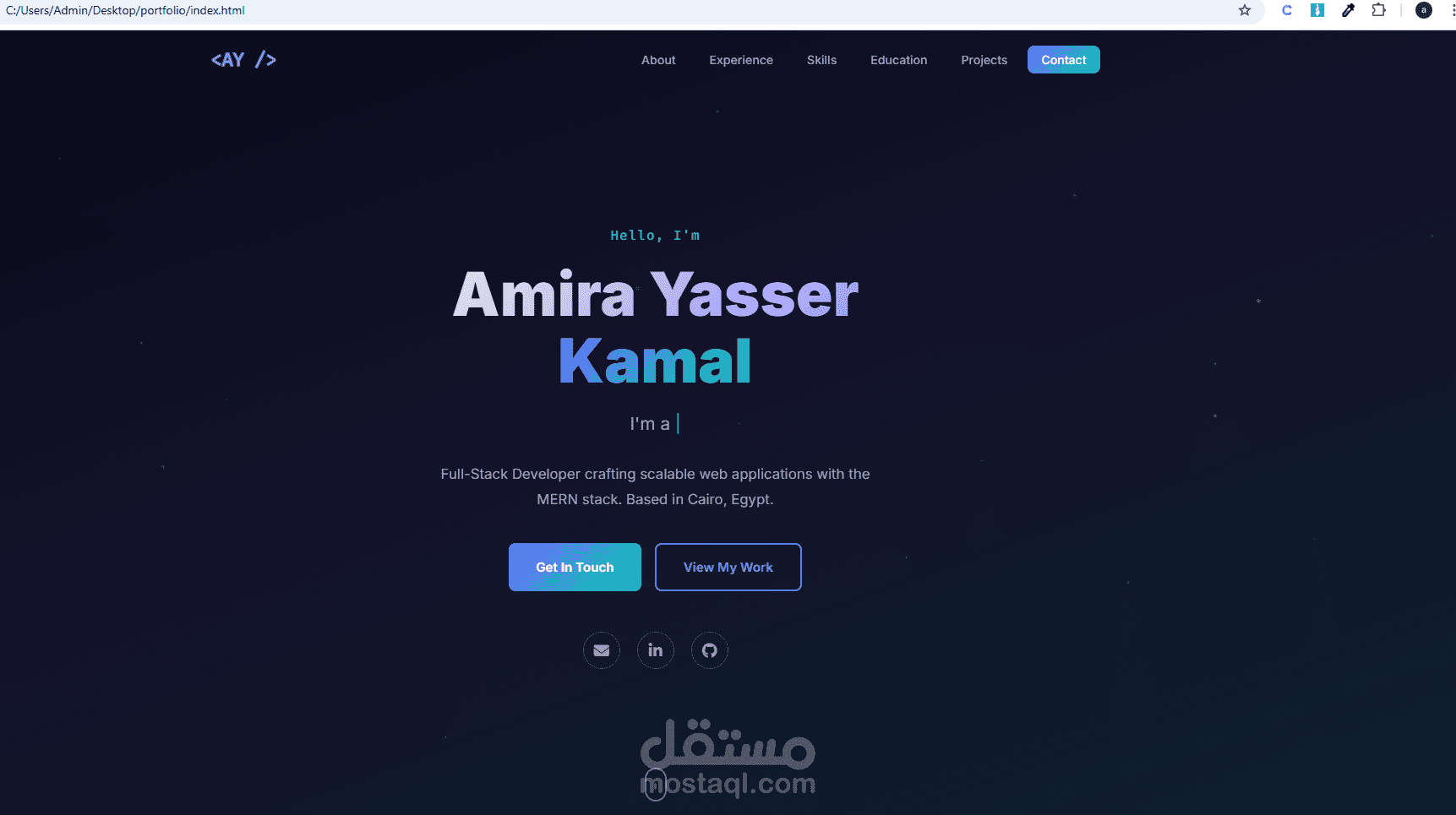 تصميم وتطوير Portfolio شخصي لعرض المشاريع والمهارات البرمجية