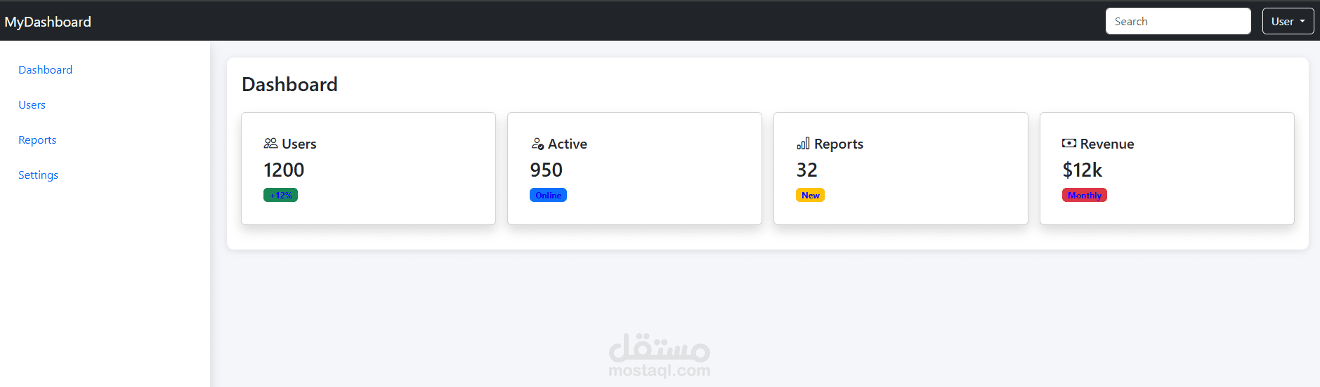 تصميم وتطوير لوحة تحكم (Admin Dashboard) احترافية لإدارة الأنظمة والمواقع