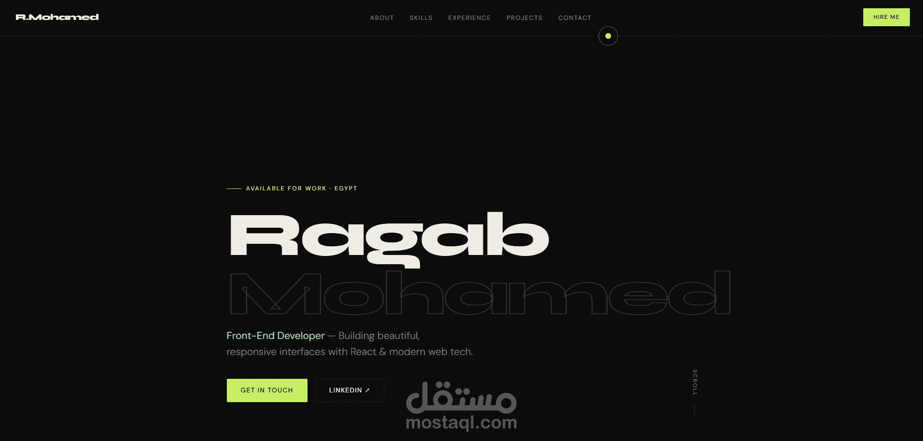 تصميم وتطوير موقع Portfolio احترافي باستخدام React و Tailwind CSS