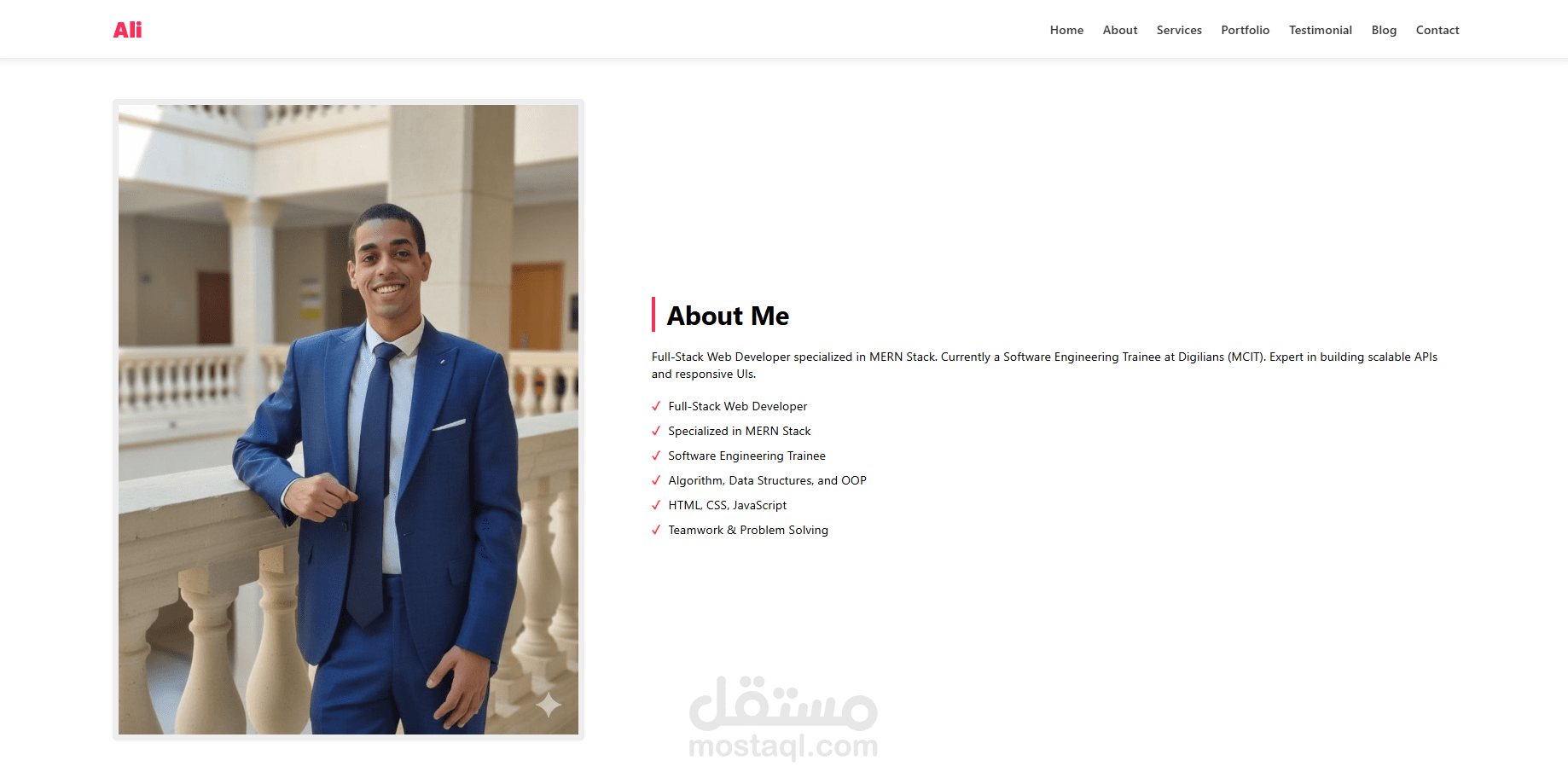 تصميم وتطوير موقع "بورتفوليو" هندسي متكامل (Responsive Portfolio)