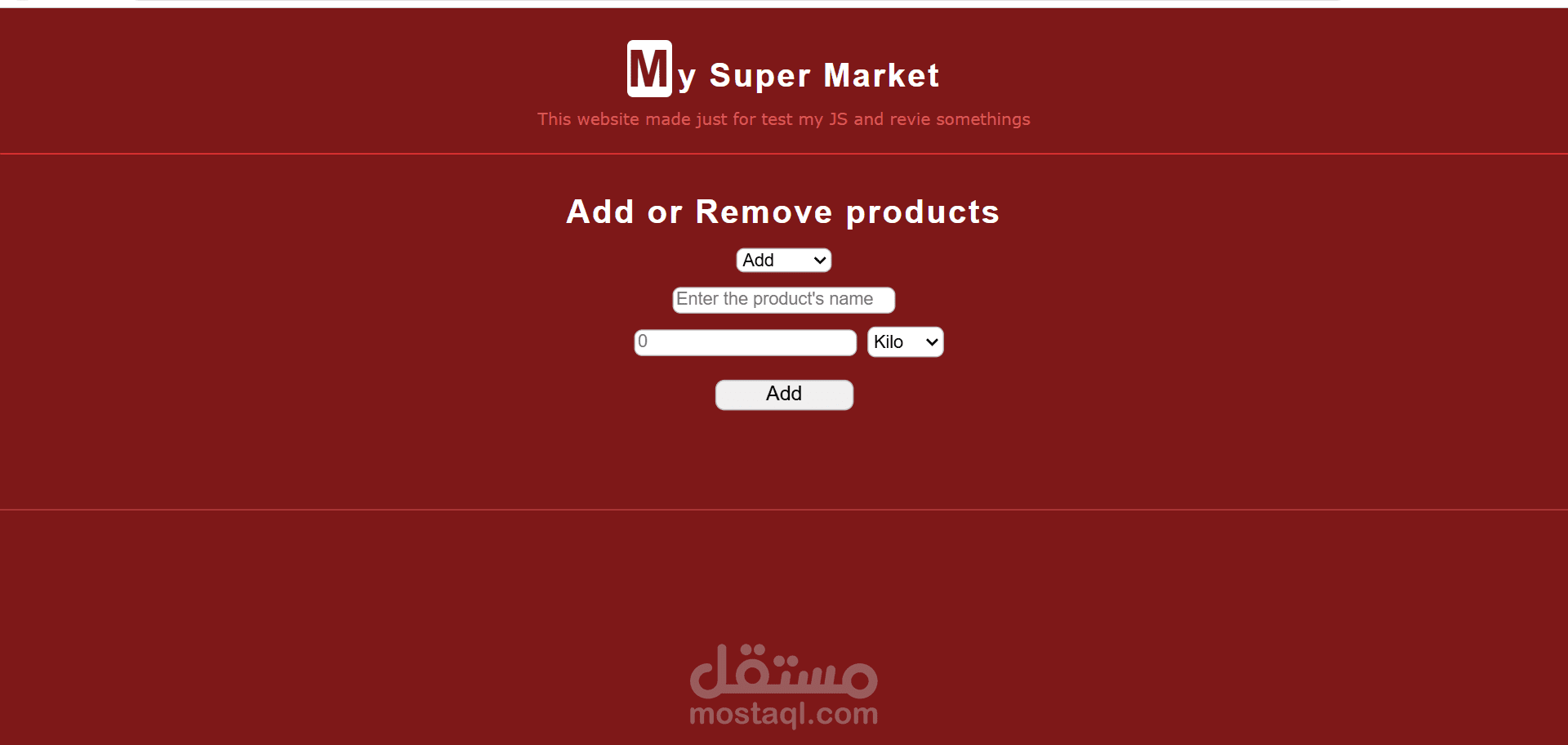 A website for managing supermarket products