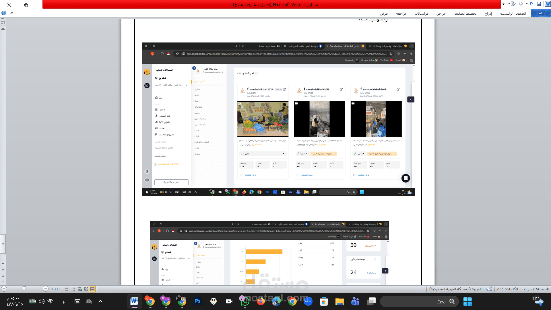 تقييم وتحليل محتوى صفحة سنابل الخير الشبابي لتعزيز التفاعل